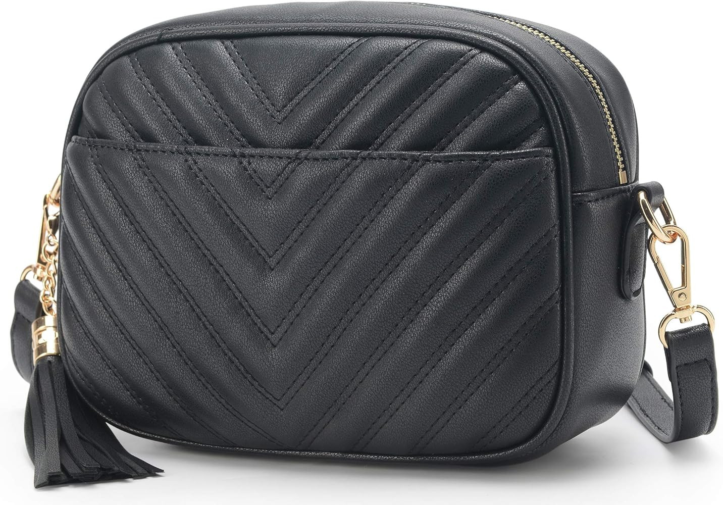 lola mae Quilted Crossbody Bag, Medium Lightweight Shoulder Purse Top Zipper Tassel Accent | Amazon (US)