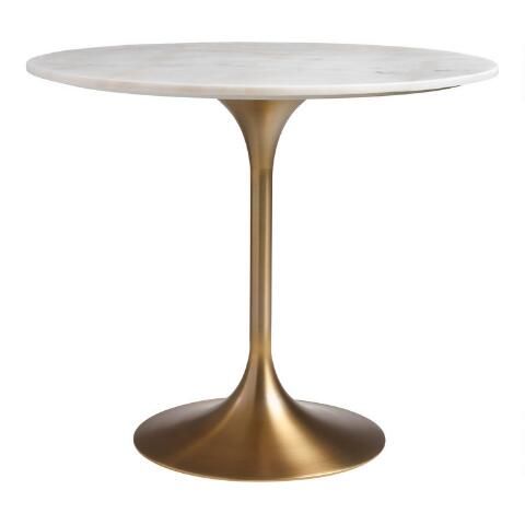 White Marble Top and Gold Tulip Leilani Dining Table | World Market