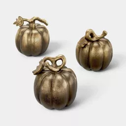 Set of 3 Mini Gold Metal Fall Pumpkins - Threshold\u2122: Fall | Target
