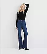 Rivete Petite High Rise Slim Flare Jeans in Muse Wash | LOFT