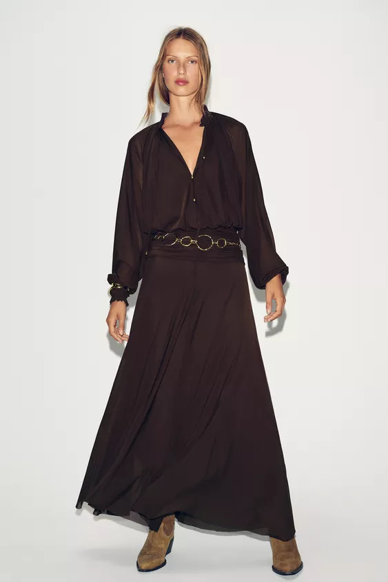 GATHERED LONG DRESS | Zara UK