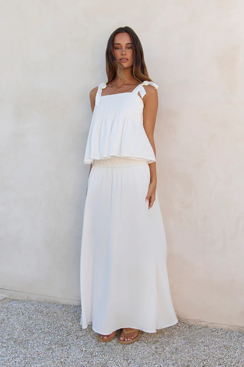 Glass Hearts Maxi Skirt White | Fortunate One