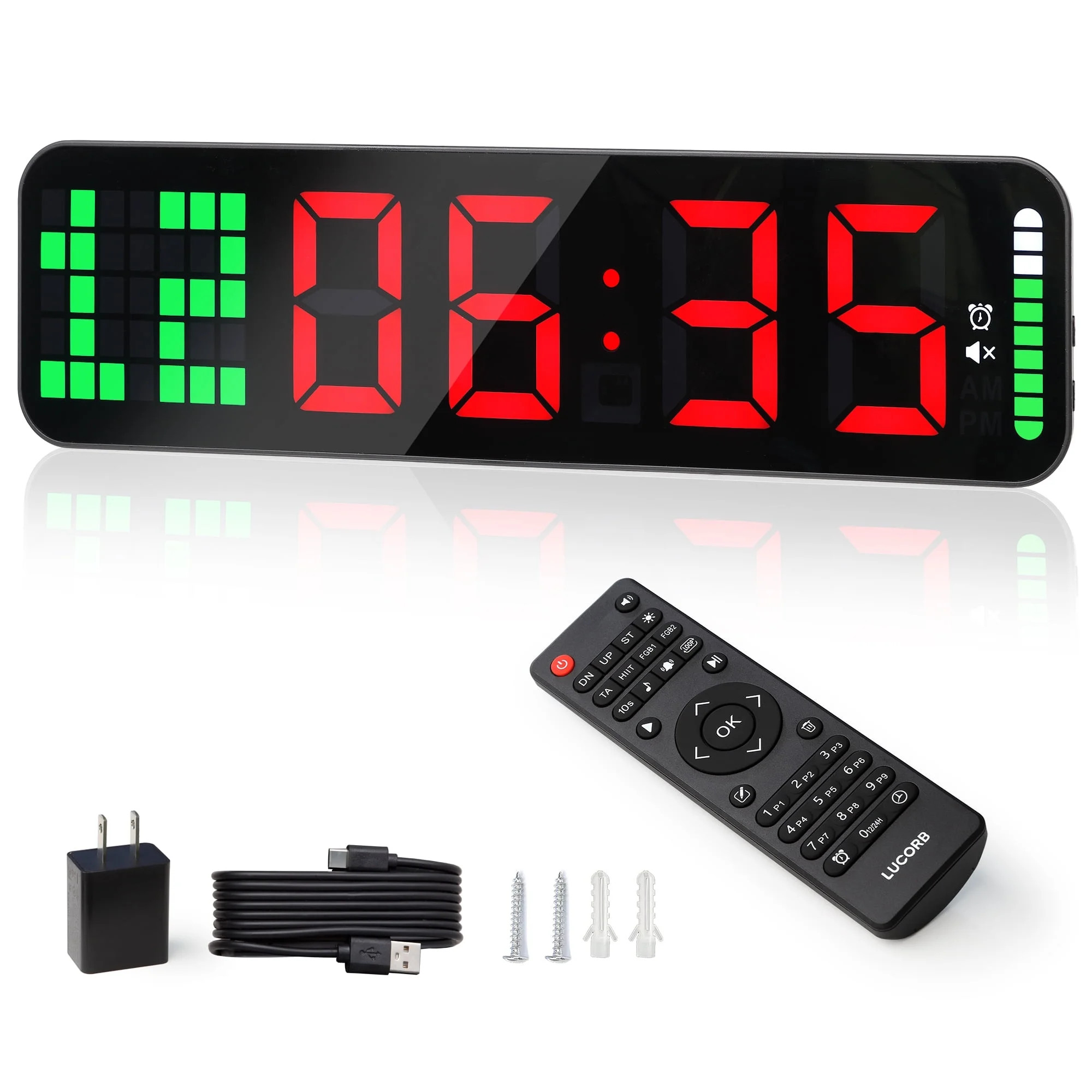 LUCORB Gym Timer Clock, Large Digital Wall Countdown Timer with Remote for Home Workout - Walmart... | Walmart (US)