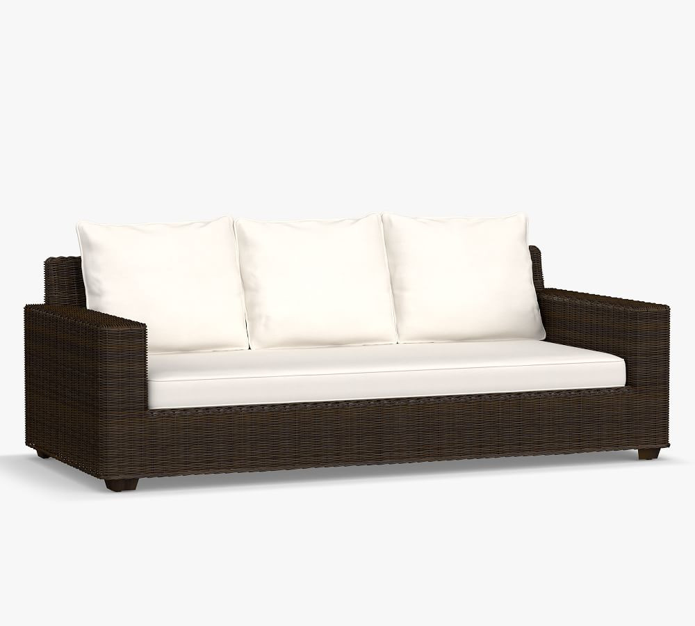 Torrey All-Weather Wicker Square Arm 86" Sofa | Pottery Barn (US)