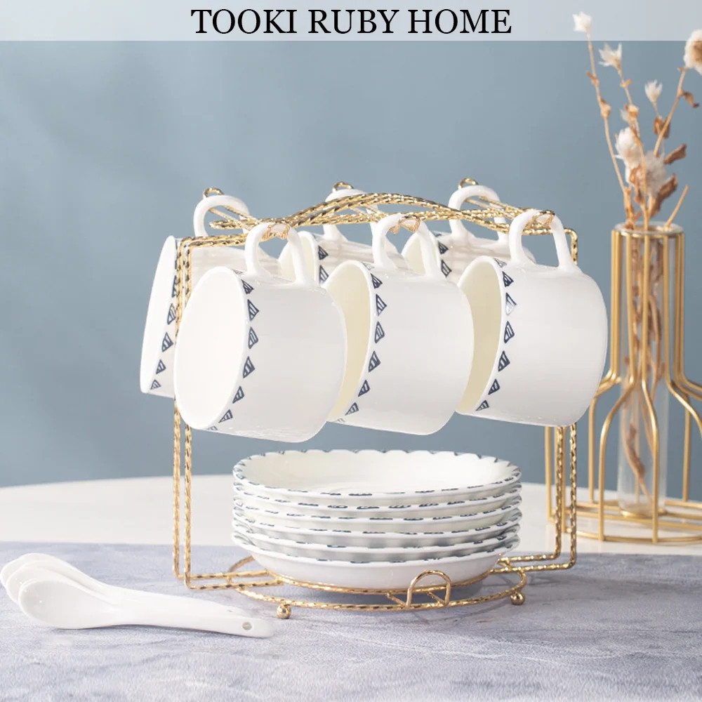 19 Pcs Porcelain Tea Set, Tea Cups and Saucers, European Ceramic Tea Set, Luxury British Coffee C... | Walmart (US)