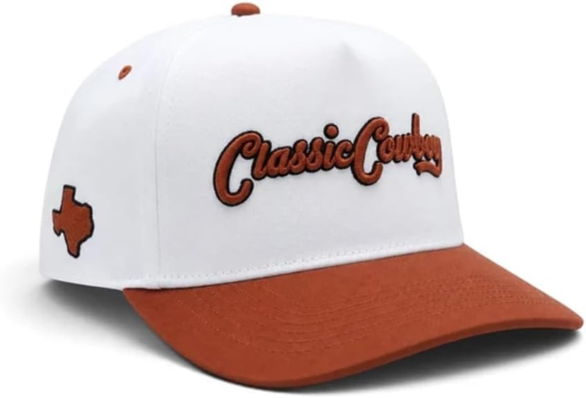 The Capitol Hat | White & Rust Brown Western Adjustable Cap with Embroidered Logo & Texas Detail, Ranch Rodeo Cowboy Hat | Amazon (US)