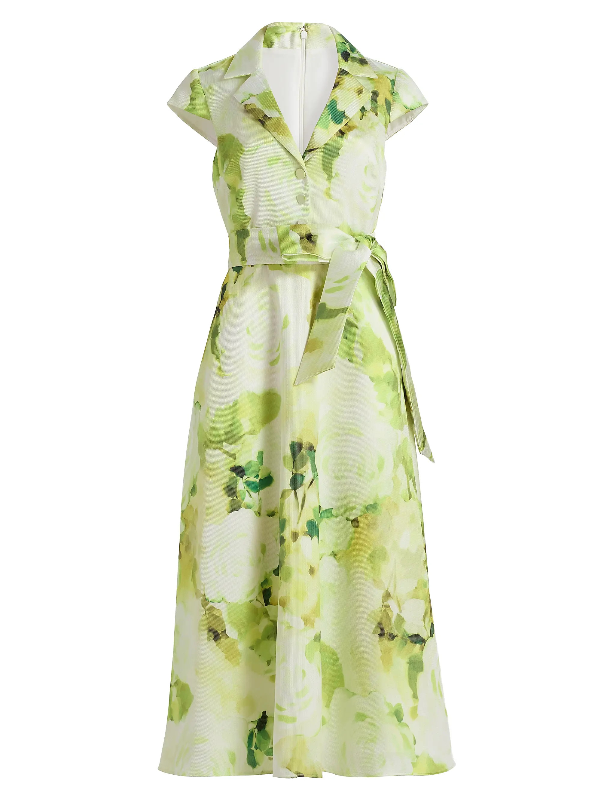 Badgley Mischka Belted Floral A-Line Midi-Dress | Saks Fifth Avenue | Saks Fifth Avenue