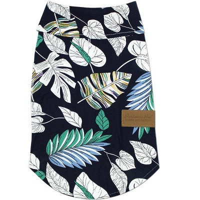 Parisian Pet 'Palm Leaves' Dog & Cat T-Shirt – Trendy Tropical Summer Pet Clothing, Comfortable & Lightweight - Blue & White  L | Target