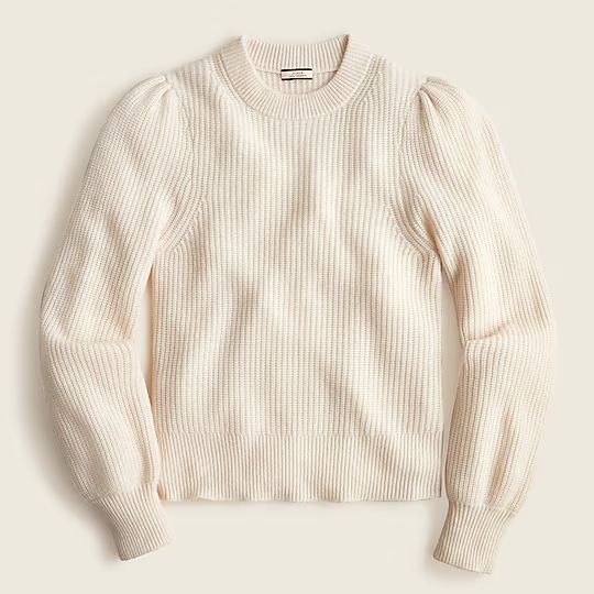 Cashmere puff-sleeve mockneck sweater | J.Crew US