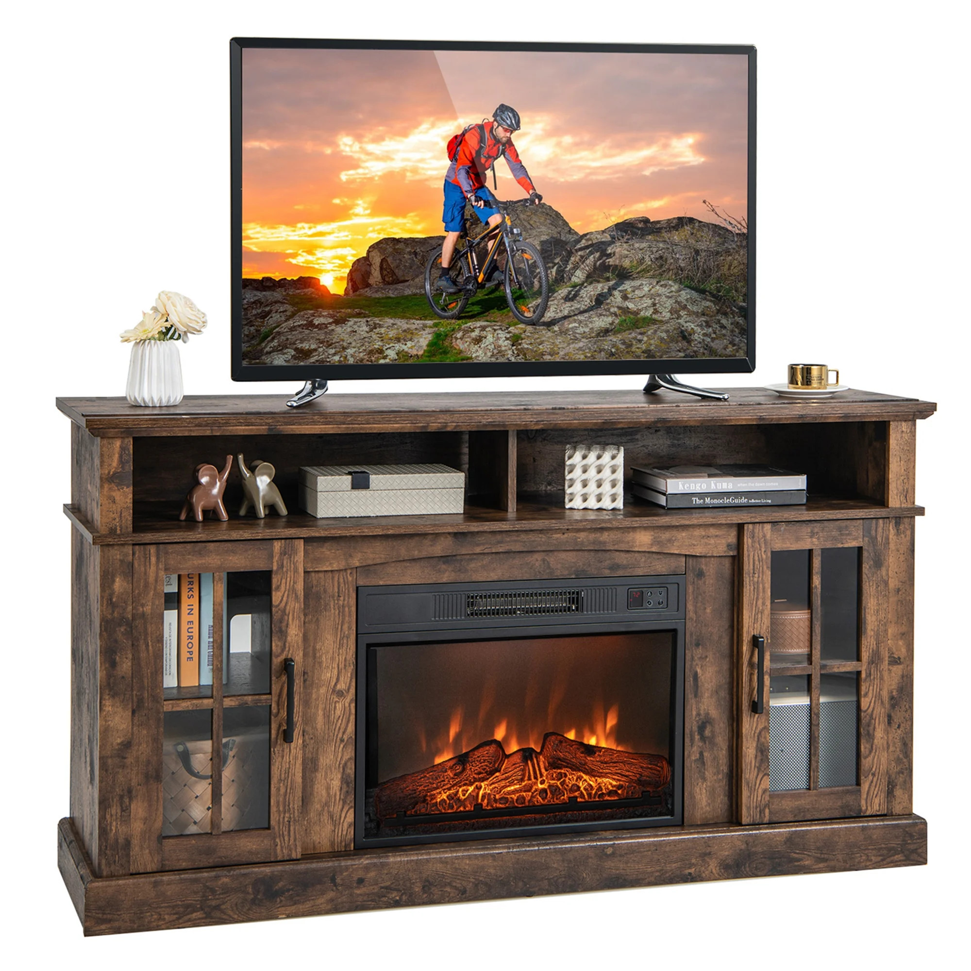 Costway 58'' Fireplace TV Stand with 1400W Electric Fireplace for TVs up to 65 Inches | Walmart (US)