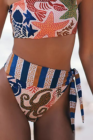 Farm Rio Charm of the Sea High-Waist Bikini Bottoms | Anthropologie (US)