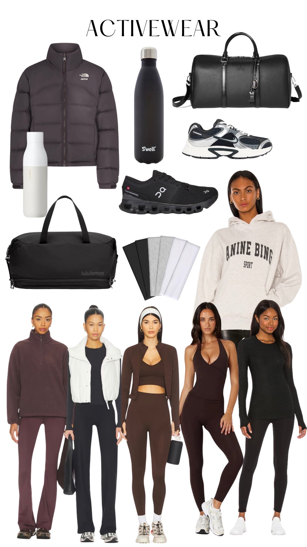 Shop workout outfits essentials to look and feel your best in 2026! Leggings, sports bras, hoodies, puffer jackets, sneakers, duffle bags, headbands, water bottles and everything else you need for an indoor or an outdoor workout. 
#workoutoutfit #activewear #workout #sportsbra #bag #dufflebag #hoodie #leggings #yoga #gym #pilates #run #running #outfit #sportsbra #shirt #top #headband #bottle #waterbottle #socks #sneakers #nike #on #ons #beyondyoga #bd2 #aninebing #skims #revolve #nikeskims 
#black #brown #chocolatebrown #espressobrown #darkbrown #silver #nikev5 #nikev5rnr #workoutset #workoutclothes #gymclothes 

#LTKselfcare #LTKActive #LTKfitnessgoals