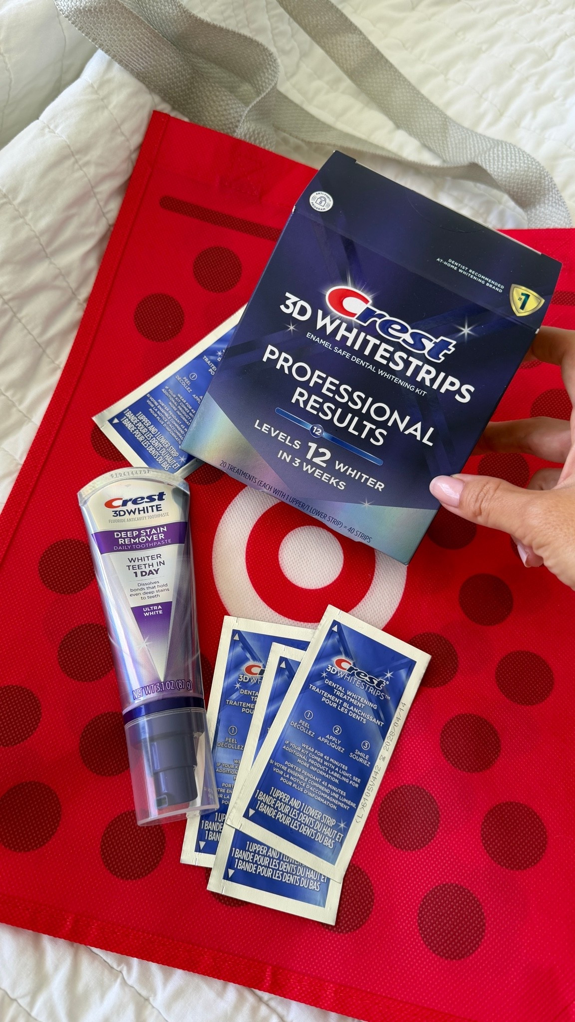 #ad Loving these essentials from @target! Loving the @crest 3D White Deep Stain Remover Toothpaste and Crest 3D Whitestrips. Both work wonders to brighten and whiten just like a professional treatment.

#TargetPartner #oralcareroutine