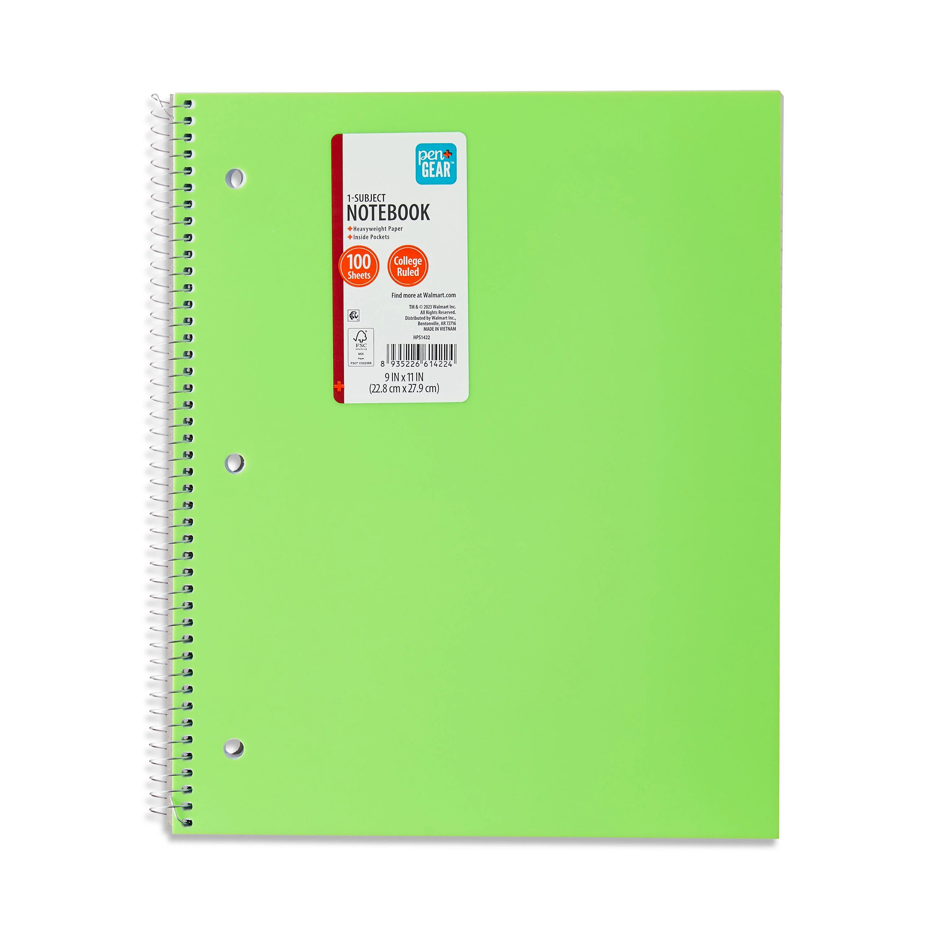 Pen+Gear College Ruled Poly 1-Subject Notebook, Green, 100 Heavyweight Sheets | Walmart (US)