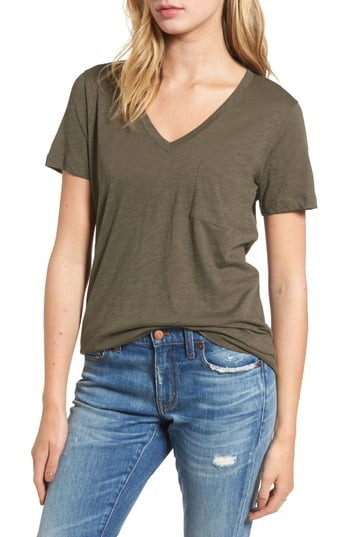 Women's Madewell 'Whisper' Cotton V-Neck Pocket Tee | Nordstrom