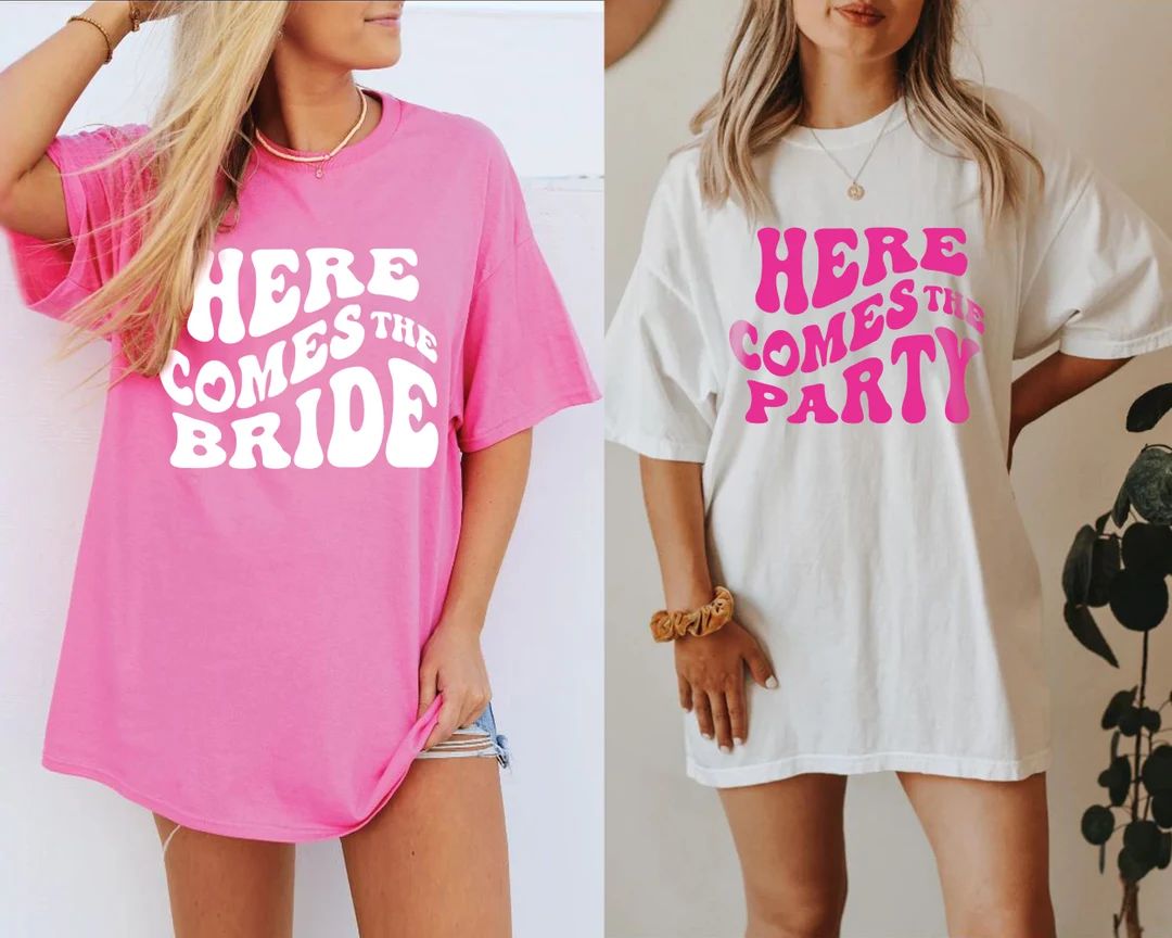 Bridesmaid Shirts,Here Comes The Bride Party,Trendy Summer Beach Shirt,Maid of Honor Pink Shirt,G... | Etsy (US)