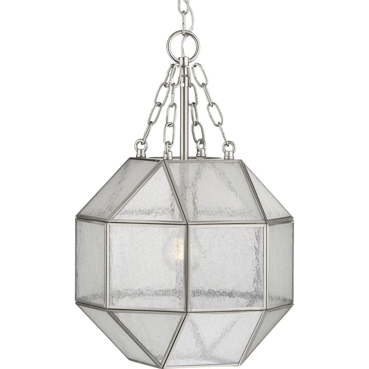 Mauldin Collection One-Light Brushed Nickel Clear Seeded Glass Global Pendant Light - Walmart.com | Walmart (US)