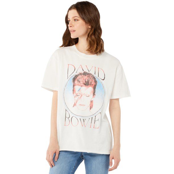 Scoop Women's David Bowie Boyfriend T-Shirt with Split Hem | Walmart (US)