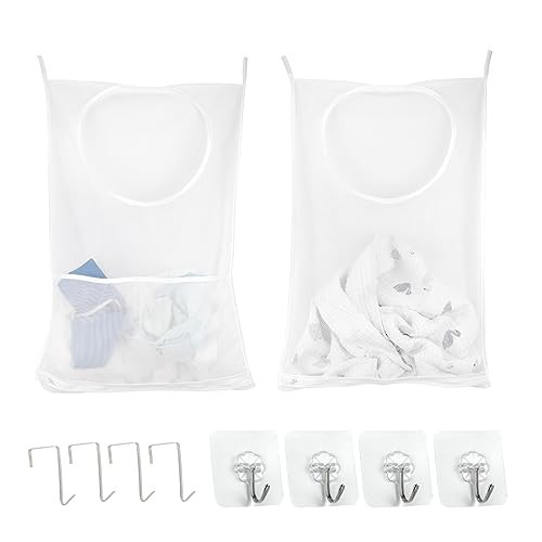 ZIIYAN 2 Pack Door Hanging Laundry Hamper Bag, Mesh Laundry Bag, Large Dirty Clothes Bag Over the Door Organizer | Amazon (US)