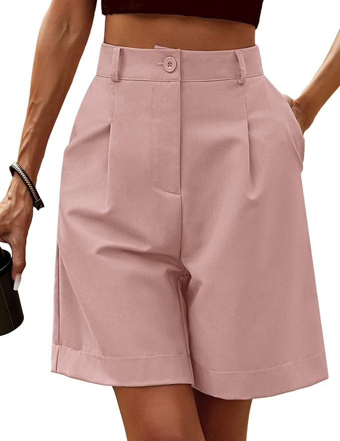HOTOUCH Bermuda Shorts for Women Summer Dressy Casual Elastic High Waisted Wide Leg Knee Length S... | Amazon (US)