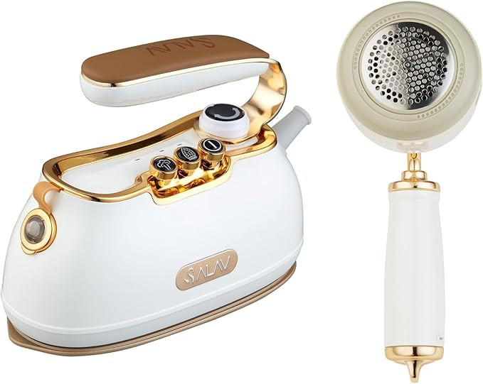 SALAV Retro Edition Duopress Steamer and Iron and Fabric Shaver and Lint Roller Bundle, Pearl | Amazon (US)