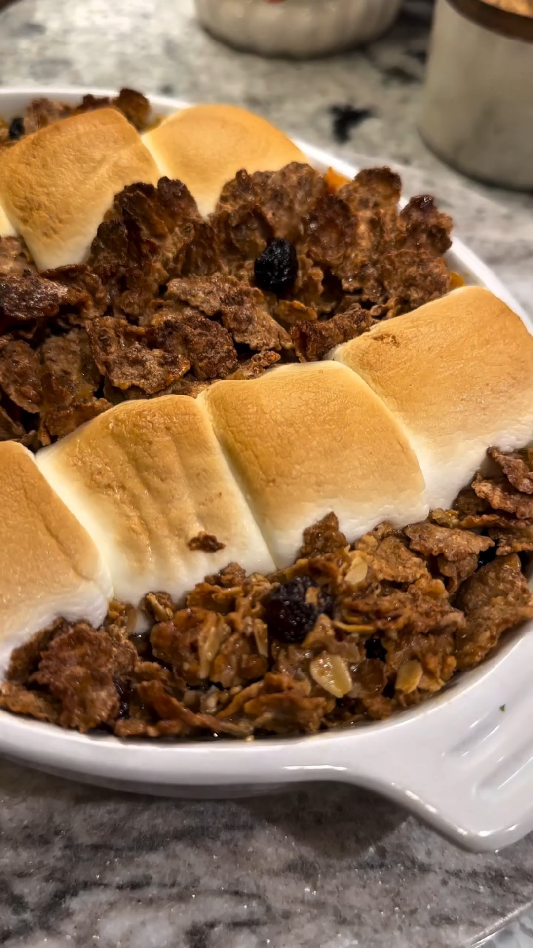 If you want to be the undisputed queen of Thanksgiving sides… this Sweet Potato Casserole with Hot Buttered Raisin Bran is your moment. It’s rich, cozy, and just different enough to make everyone ask, “Wait… what did you put in this?!”

 #sweetpotatocasserole #thanksgiving #thanksgivingrecipes #thanksgivingsides #sidedish

Sweet Potato Casserole with Hot Buttered Raisin Bran

Ingredients:

4 large sweet potatoes, baked and peeled
1 cup heavy cream
3 tbsp butter, softened
1 tsp cinnamon
1/2 tsp salt
4-8 jumbo marshmallows, sliced in half
1 cup Raisin Bran cereal
3 tbsp melted butter

Instructions:

1. Prep the base:
 Bake your sweet potatoes until soft, then scoop into a bowl. Mash with heavy cream, softened butter, cinnamon, and salt until smooth and creamy.

2. Assemble the casserole:
 Spread the sweet potato mixture into a baking dish. Top with halved jumbo marshmallows.

3. Make the topping:
 Mix the Raisin Bran with melted butter until the flakes are glossy. Sprinkle evenly over the casserole, filling in all the spaces around the marshmallows.

4. Bake:
 Bake at 375°F for 30 minutes, until golden, bubbling, and irresistible.

Serves a crowd… and guarantees you’ll be asked to bring it every single year. 🤎