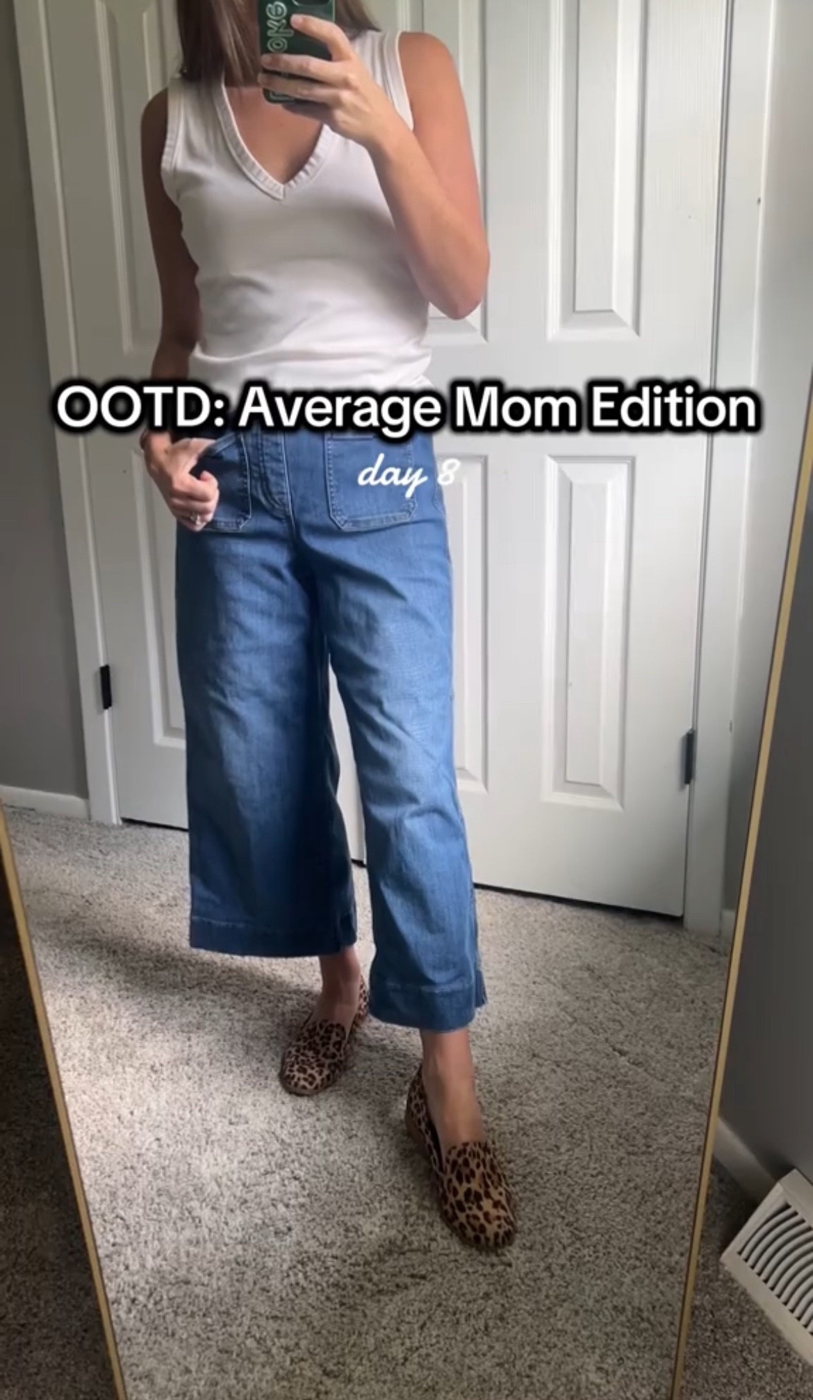 outfit of the day average mom edition - spanx jeans & dr scholls leopard print shoes paired with a cotton v neck casual tank top. 

#LTKStyleTip #LTKSaleAlert #LTKFindsUnder50