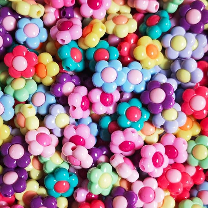 INSPIRELLE 100pcs Large Size Acrylic Flower Beads Cute 16mm Multicolor Beads for Jewelry Making a... | Amazon (US)