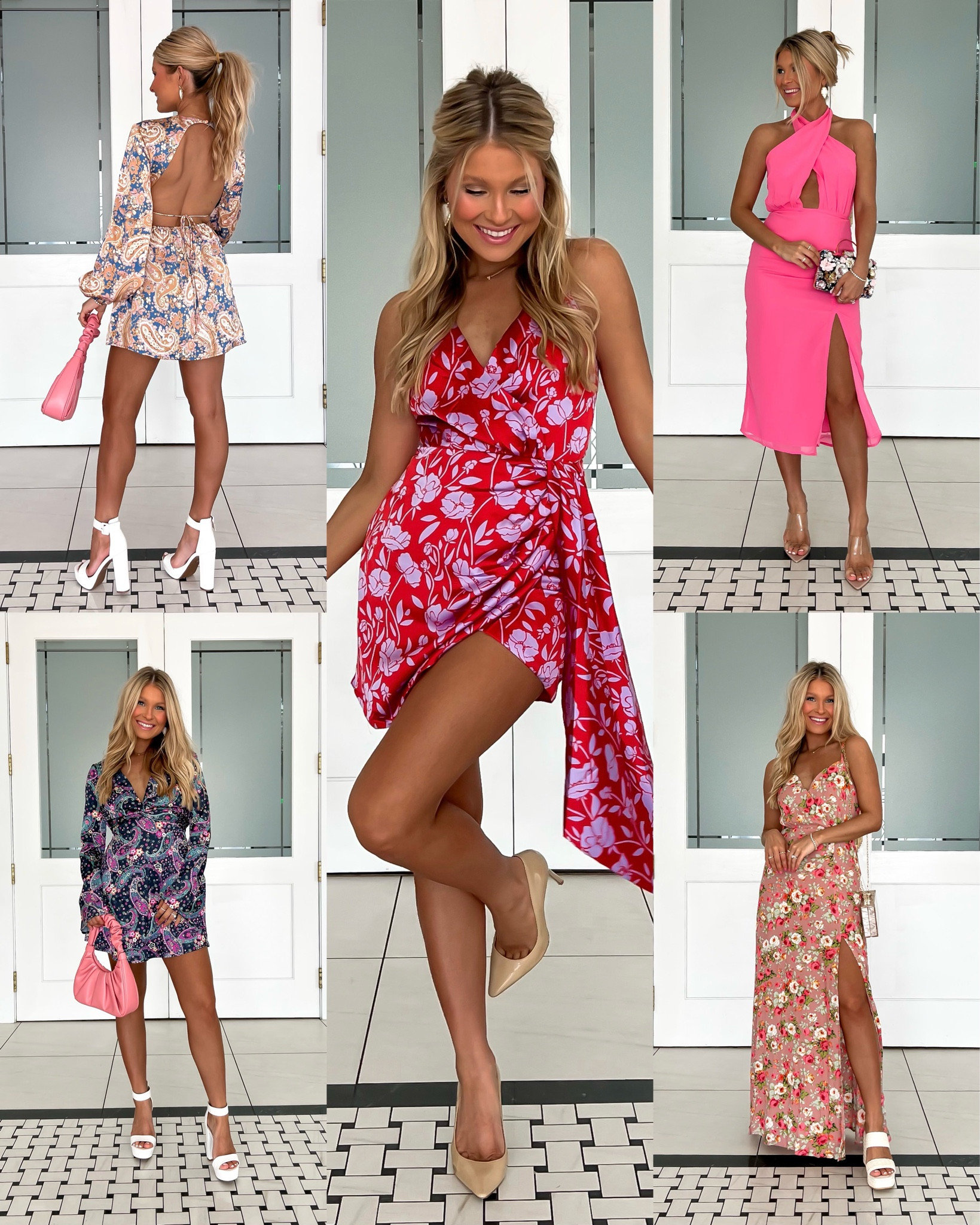 Real outfits. Wedding Guest dress. Cocktail dress. Spring wedding. Floral mini dress. Wrap dress. Pink midi dress. Backless dress. Maxi dress. Garden wedding. Beach wedding. Semi formal wedding.

#LTKstyletip #LTKSeasonal #LTKwedding