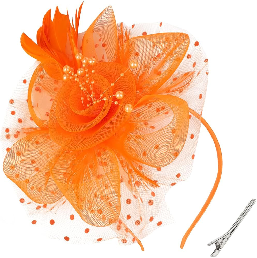 Fascinators Hats for Women Tea Party Flower Pearl Feather Wedding Fascinator Hat Derby Hats for W... | Amazon (US)