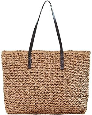 Ayliss Women Straw Woven Tote Large Beach Handmade Weaving Shoulder Bag Purse Straw Handbag | Amazon (US)