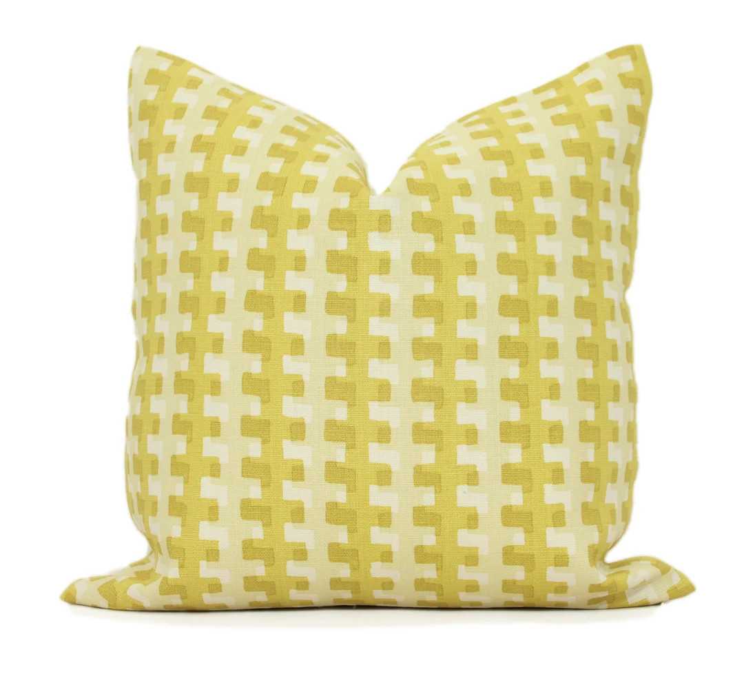 Lemon Yellow Linen Pillow Cover: Christopher Farr Raoul Dufy Plaid Cremaillere | Etsy (US)