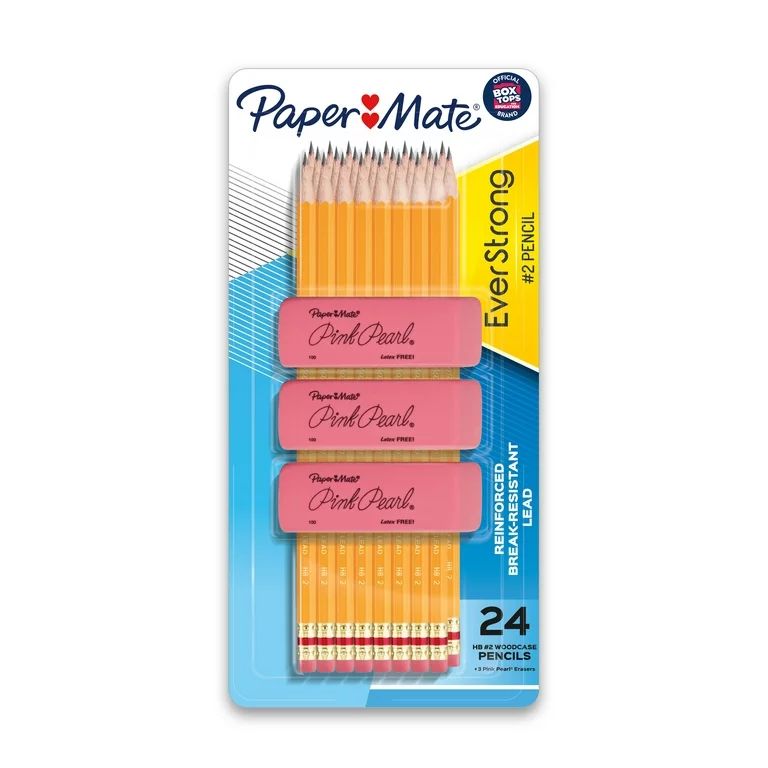 Paper Mate EverStrong #2 Pencils with Break Resistant Lead, Includes 3 Bonus Erasers, 24 Count - ... | Walmart (US)