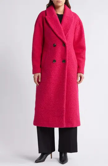 BCBGeneration Double Breasted Bouclé Long Coat | Nordstrom | Nordstrom
