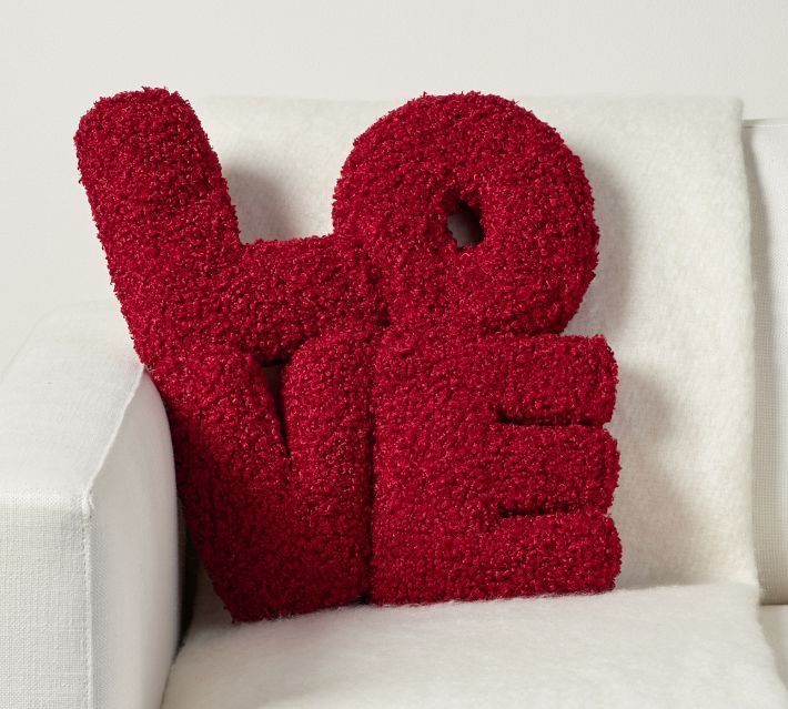 Cozy Teddy Faux Fur Love Letters Shaped Pillow | Pottery Barn (US)