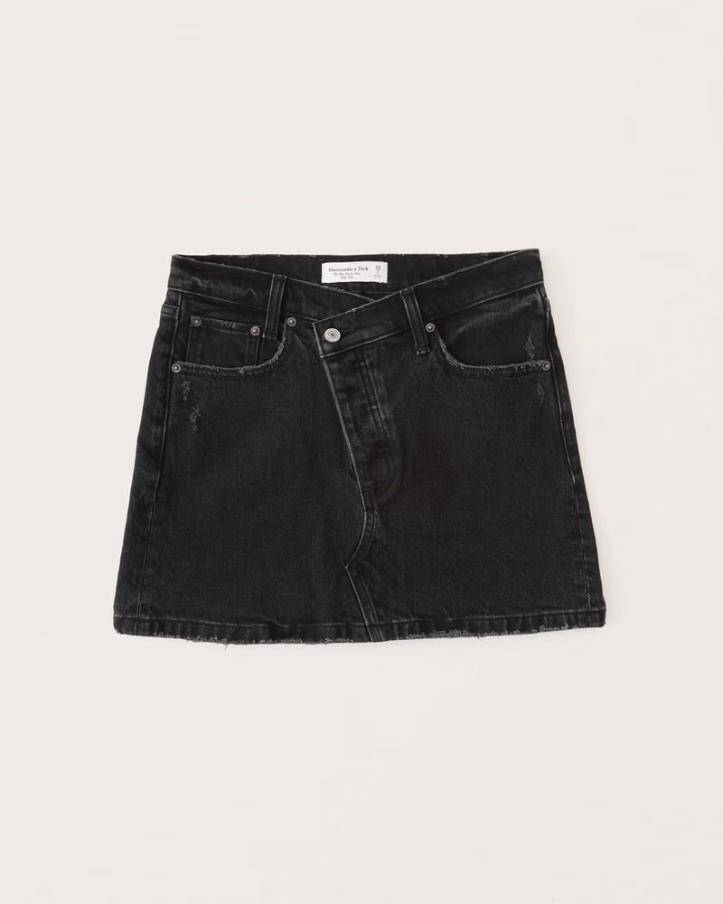 Women's Classic Crossover Waistband Denim Mini Skirt | Women's Bottoms | Abercrombie.com | Abercrombie & Fitch (US)