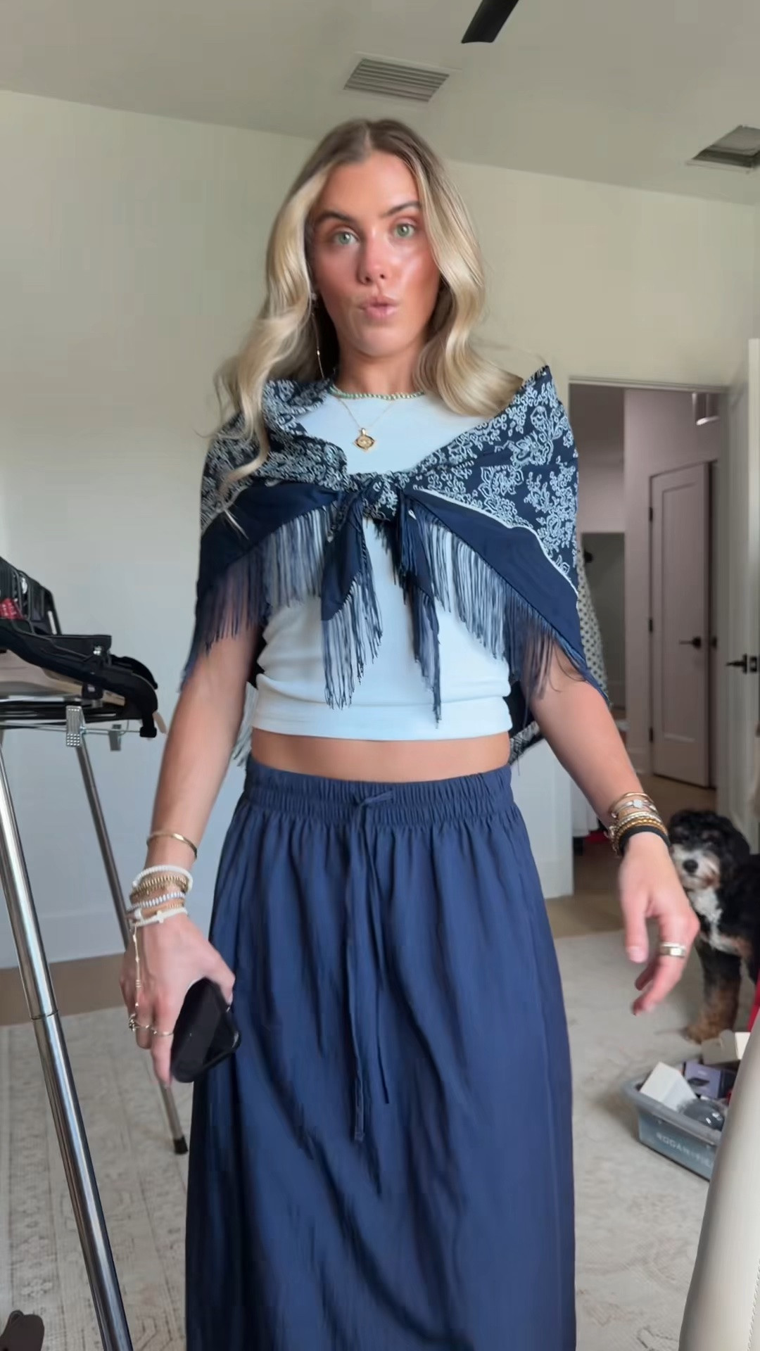 My LTKCON travel outfit from TPA to DALLAS! I’m wearing my Cuts Clothing tomboy tee size xs (code SLOANEV) the best baby tees. My skirt is amazon Tanming Women's Drawstring High Waist Lace Hem Midi Skirt Elastic High Rise, Delicate Lace Trim, Flattering A-line Fit, Side Pockets, Soft Flowy Fabric, Summer Casual Beach Wear size small. My fringe scarf is a WALMART find! How fun I grabbed both colors. My shoes are clear ballet flats from Tory Burch. 

Jewelry: earrings are @electricpicks Bentley earrings layered with my ring concierge duster earrings. My necklace trio is @electricpicks jewel necklace the one that looks like a tennis necklace and bauble bar turquoise tennis necklace. The pendant is @janewin. ￼￼

#LTKootd #LTKCon #LTKTravel