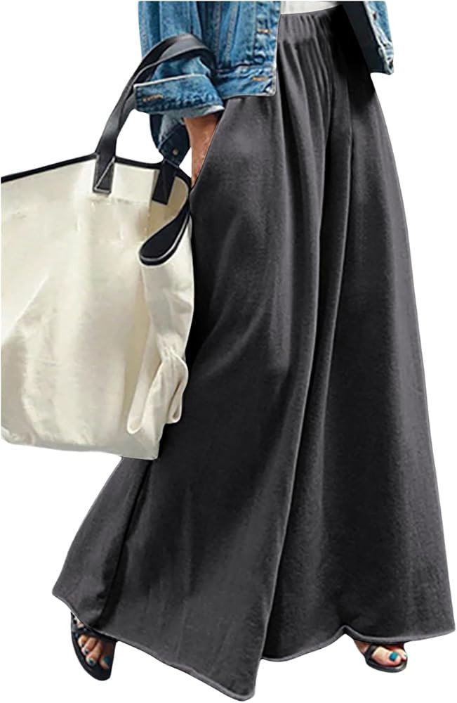 Women's Wide Leg Sweatpants High Elastic Waist Flowy Palazzo Pants Loose Baggy Pants Bottoms | Amazon (US)