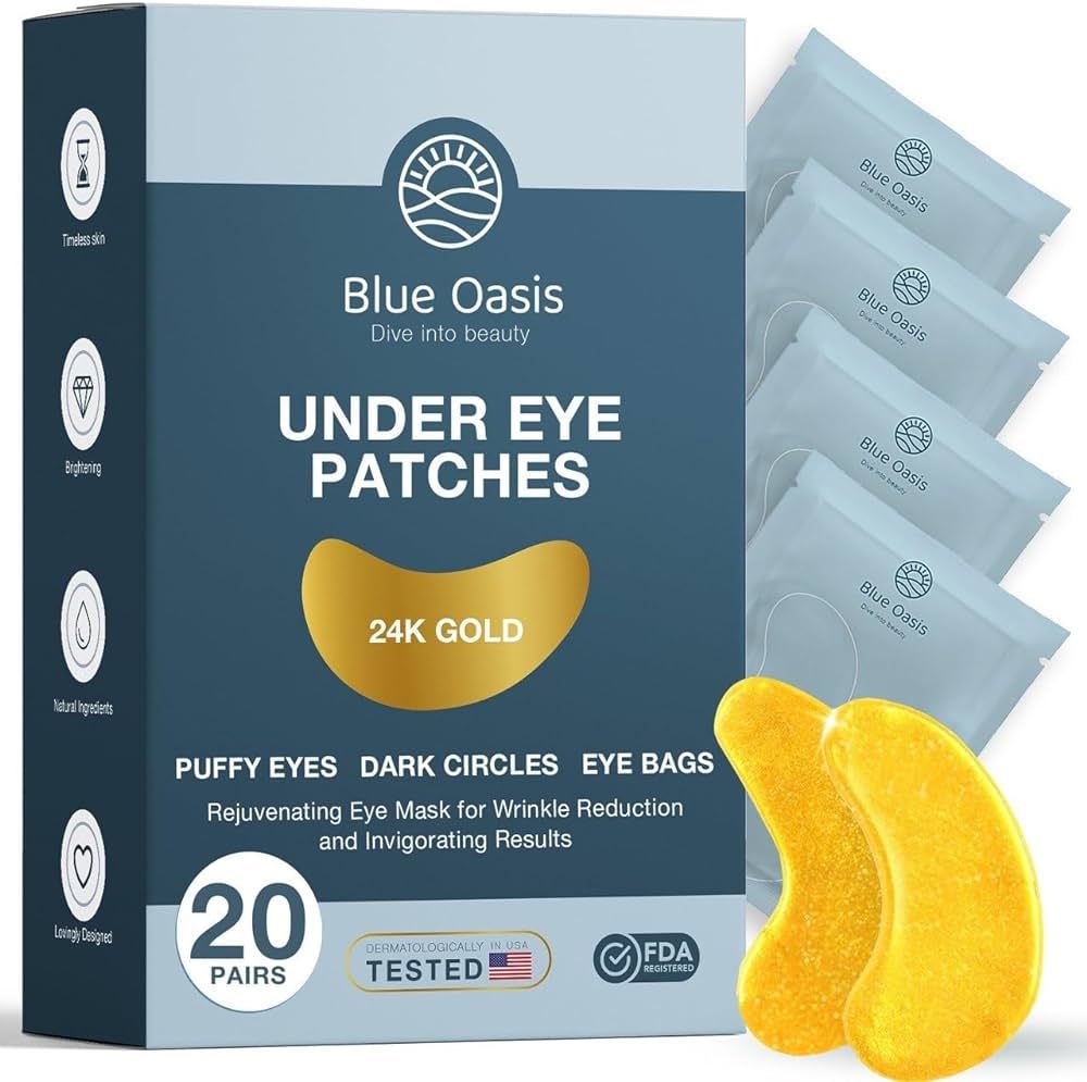 Under Eye Patches for Puffy Eyes and Dark Circles – 24k Gold Under Eye Mask Patches for Puffine... | Amazon (US)