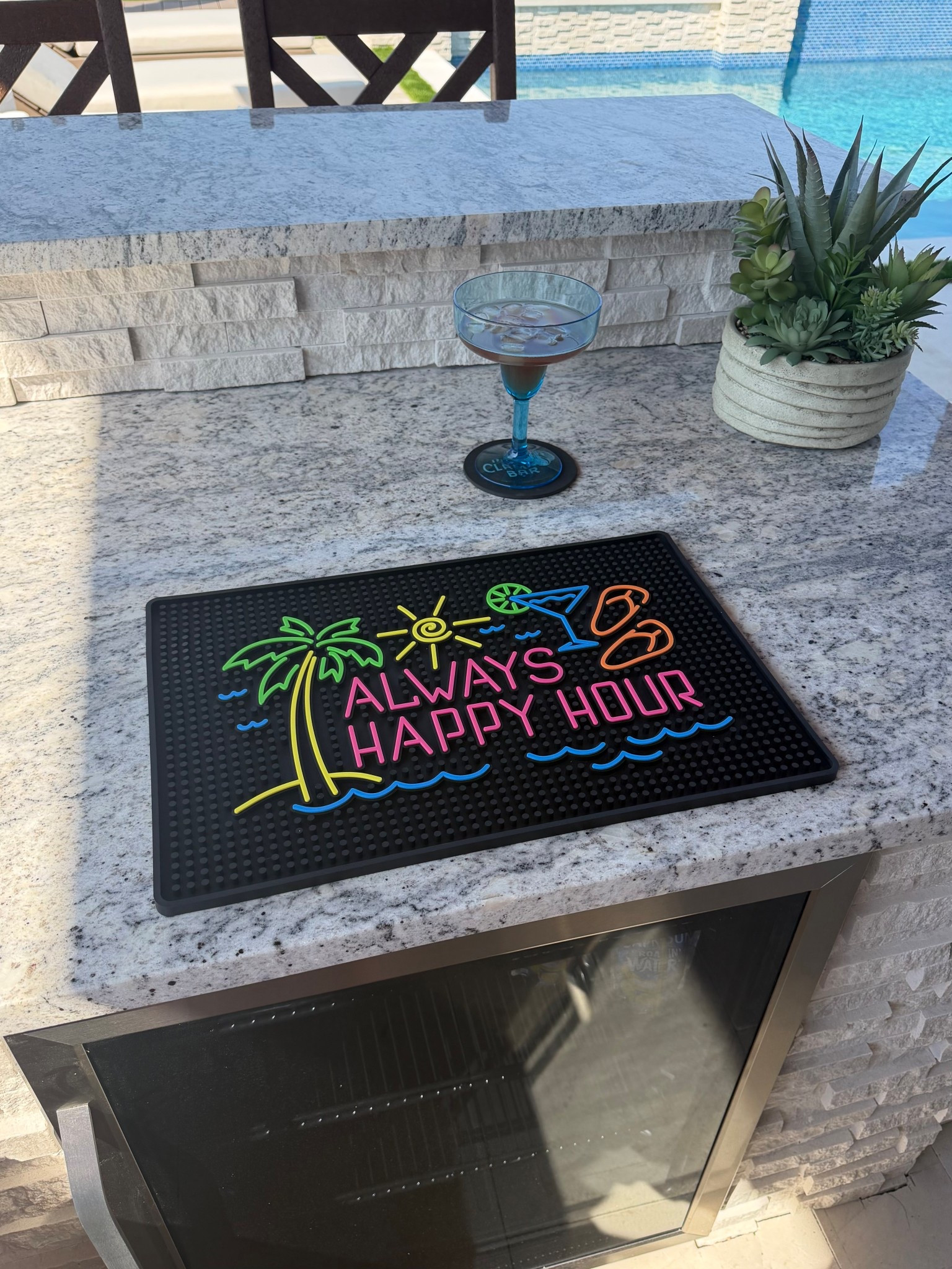 DuraClear Tritan Outdoor Multicolored Margarita Glasses, Set of 6 Shatter proof so perfect for the pool! • Premium Quality Always Happy Hour Bar Mat 

#LTKSwim #LTKSpringSale #LTKHome