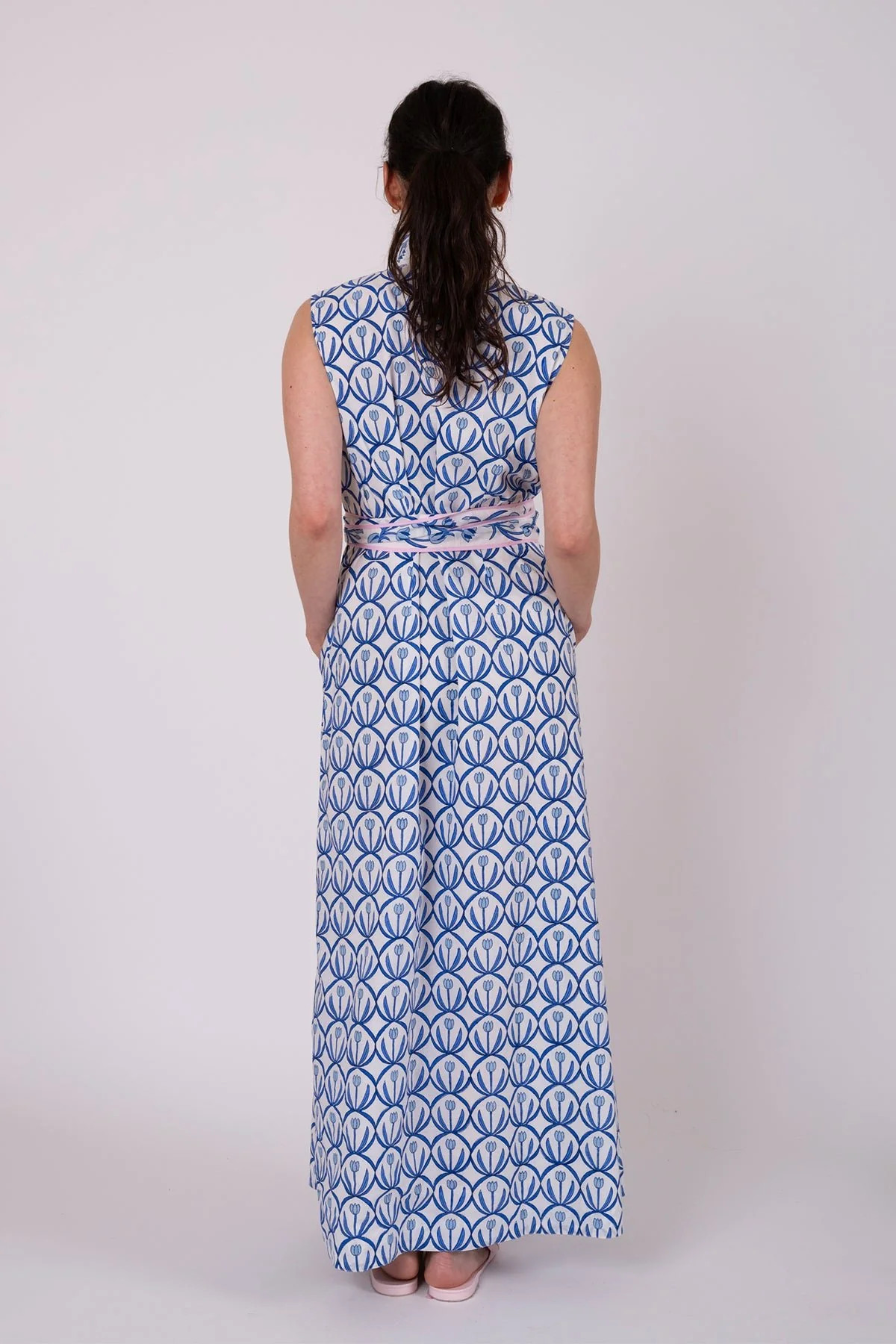 Sleeveless Marrakech Kaftan | Cerulean Tulip | SUE SARTOR