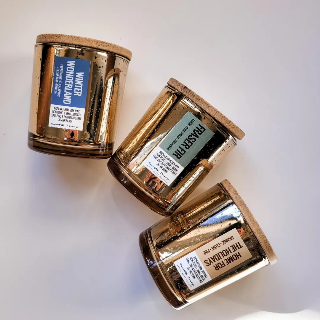 Holiday Soy Candle in Gold Mercury Glass - Winter - Christmas - 100% Natural Soy Wax - Nontoxic- ... | Etsy (US)