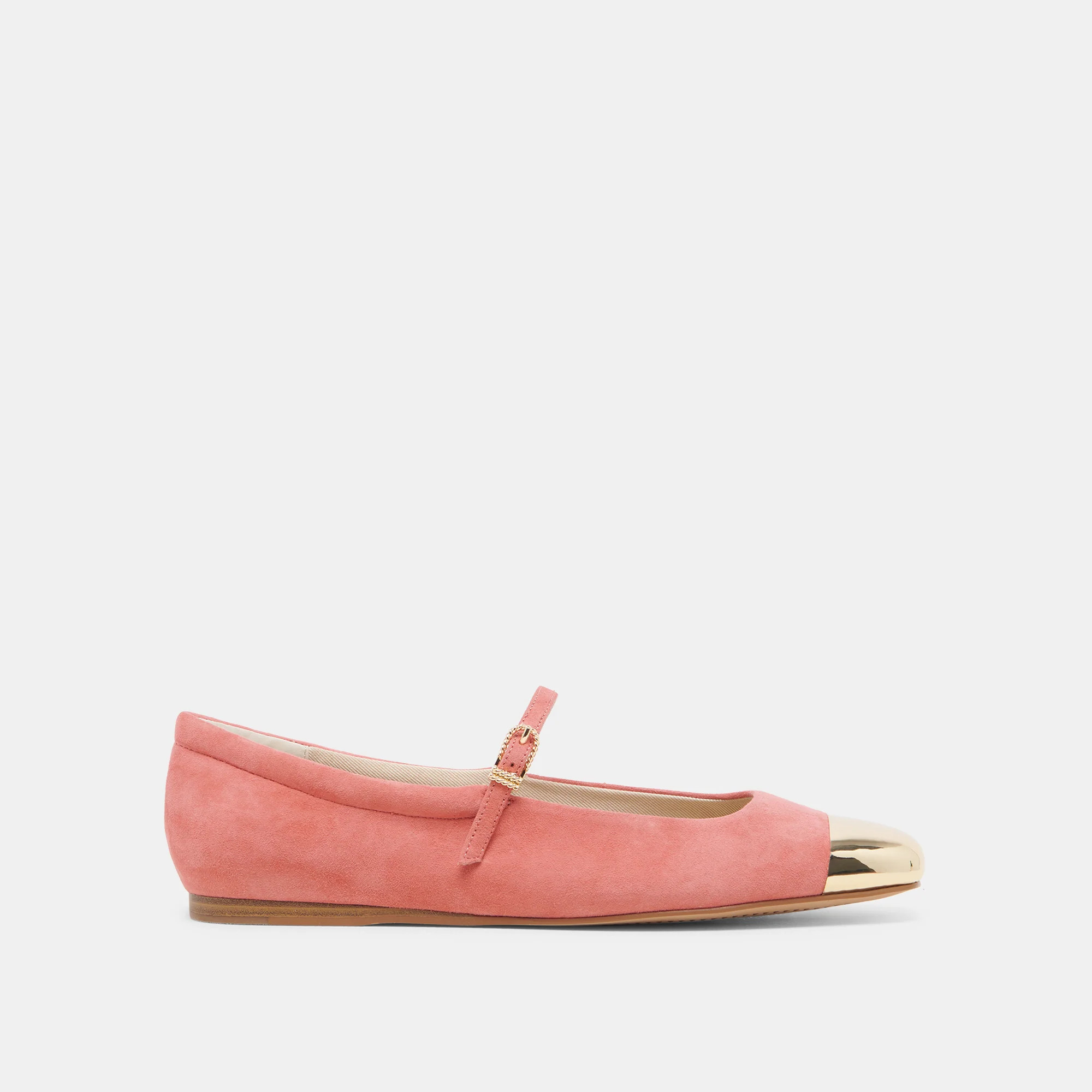 REYES TOE CAP BALLET FLATS CORAL SUEDE | DolceVita.com