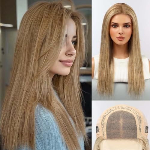 starluck Wigs Human Hair Lace Front Wigs Human Hair for Women Mixed Blonde And Brown Pelucas De Mujer Pelo Humano 16 Inch Straight Realistic and Natural Daily Wear | Amazon (US)