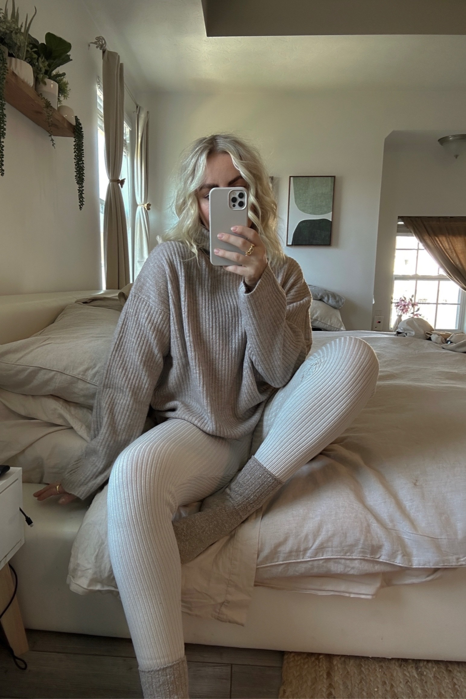Cozy loungewear// wearing size M in turtleneck sweater & M in leggings. TTS #h&m #oversizedsweater #loungewear

#LTKSeasonal #LTKstyletip #LTKsalealert