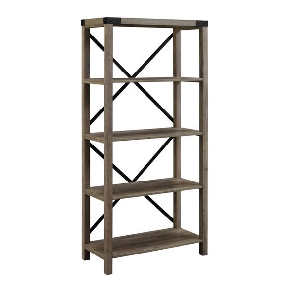 64" Rustic Farmhouse X back Bookshelf - Saracina Home | Target