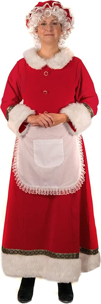 Mrs. Claus Costume for Women Adult Christmas Plus Size Dress with Bonnet Apron White Hair Wigs an... | Amazon (US)