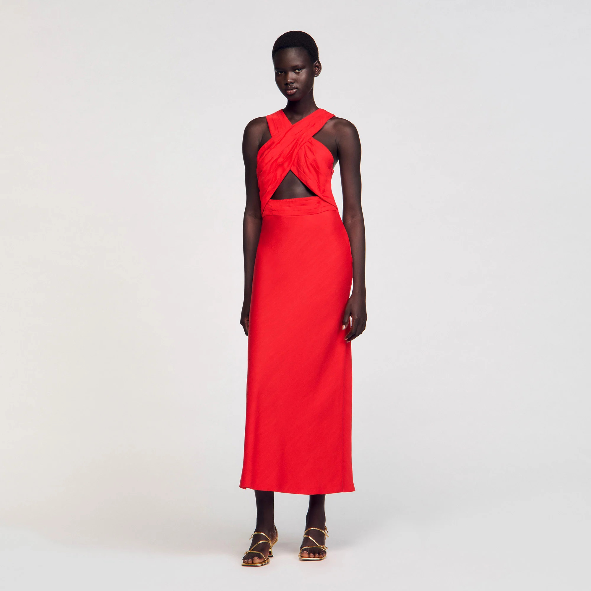 Maxi wraparound dress | Sandro US | Sandro-Paris US