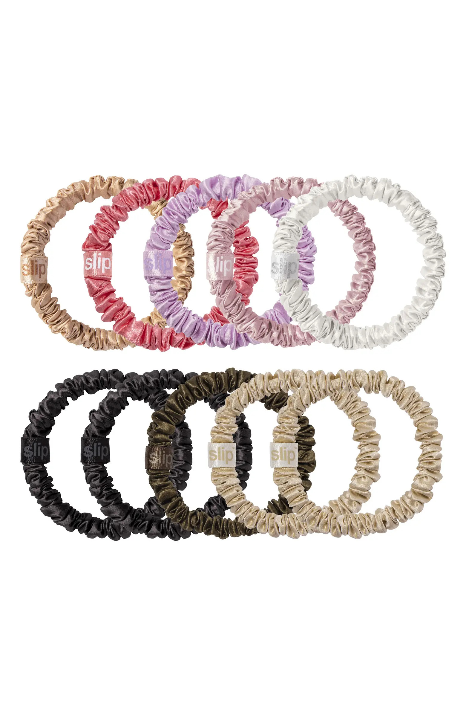 10-Pack Assorted Skinny Silk Scrunchies | Nordstrom