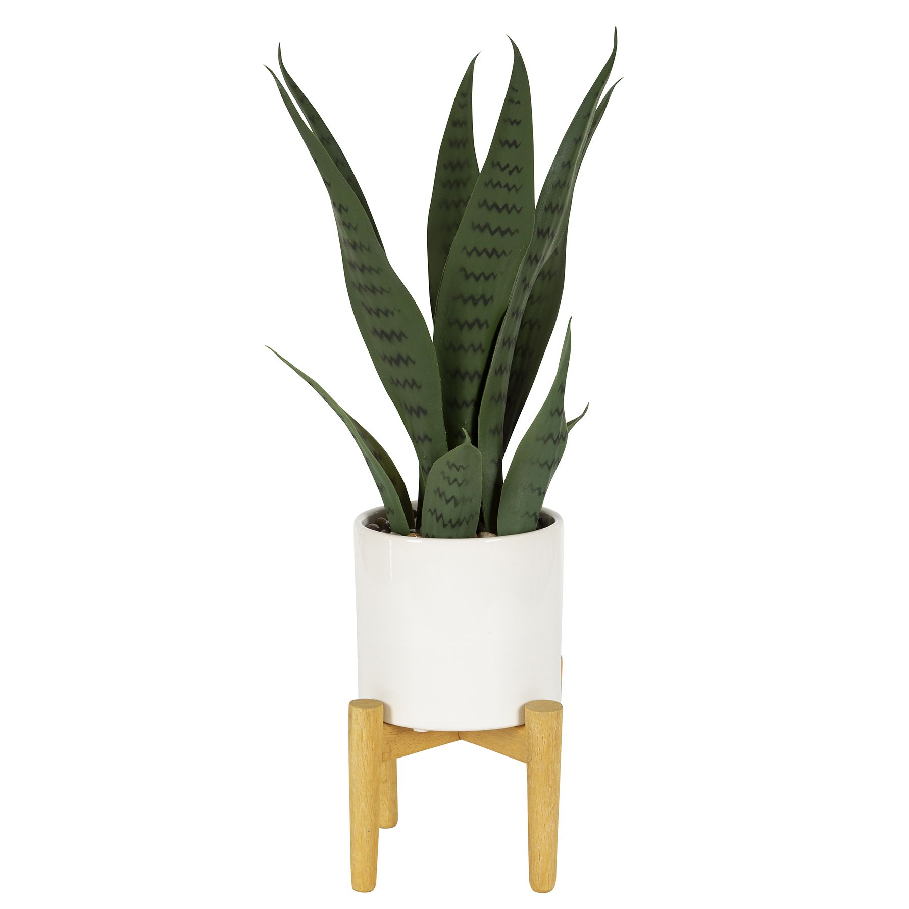 Better Homes & Gardens White Planter with Faux Snake Plant and Pot Stand | Walmart (US)